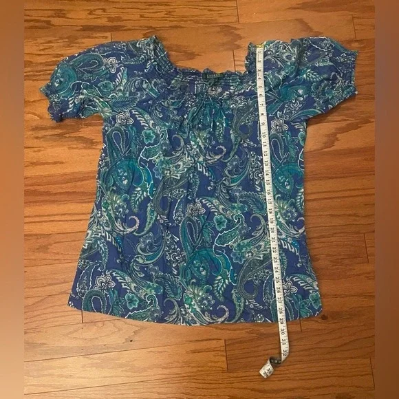 Lauren Ralph Lauren- Blue and Green Floral Blouse Size XL - Picture 6 of 7